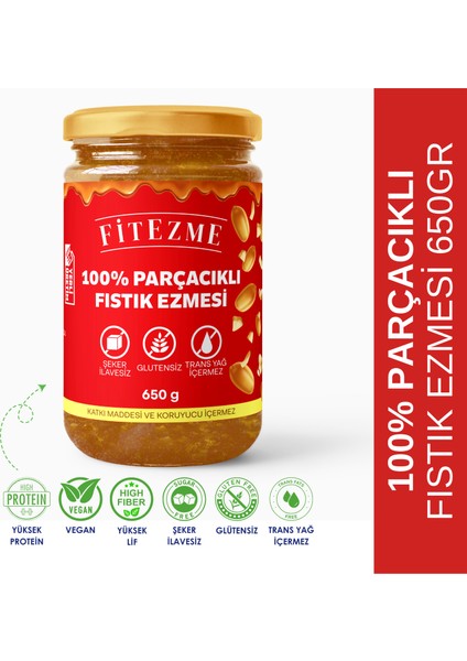 2'li 100% Fıstık Ezmesi Parçacıklı 650g