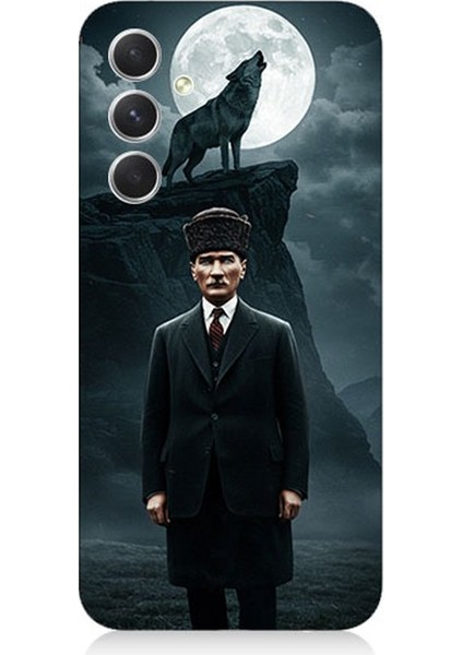Samsung Galaxy S24 Plus Uyumlu Dolunayda Gölge ve Lider Atatürk Desenli Silikon Kılıf