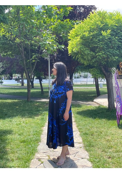 Mercan Desenli Viskon Yazlık Elbise – Rahat Kesim, Standart Beden, 36-50 Arası Uyumlu fiyatları