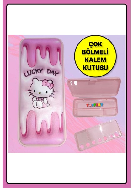Hello Kitty Figürlü Çok Bölmeli Plastik Kalemlik Kalem Kutusu