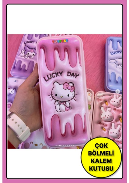 Hello Kitty Figürlü Çok Bölmeli Plastik Kalemlik Kalem Kutusu modelleri