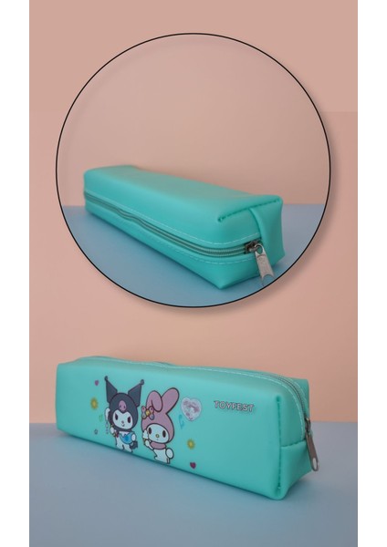 Kuromi My Melody Hello Kitty Cinnamoroll Figürlü Yumuşak Silikonlu Kalem Kutusu Kalemlik - Yeşil