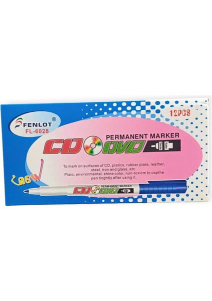 Fenlot Kutulu Kırmızı Asetat Permanent CD Kalemi Medium Uçlu (12 Adet)) fiyatları