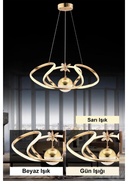 Istanbul Avize Vegi Gold Ledli Lüx Modern Kumandalı 3 Renk LED Avize modelleri