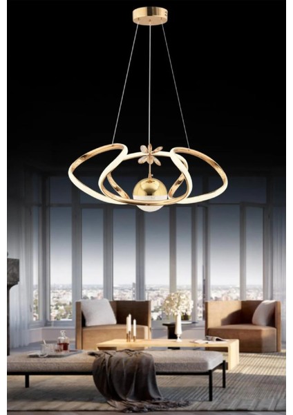 Istanbul Avize Vegi Gold Ledli Lüx Modern Kumandalı 3 Renk LED Avize indirimleri