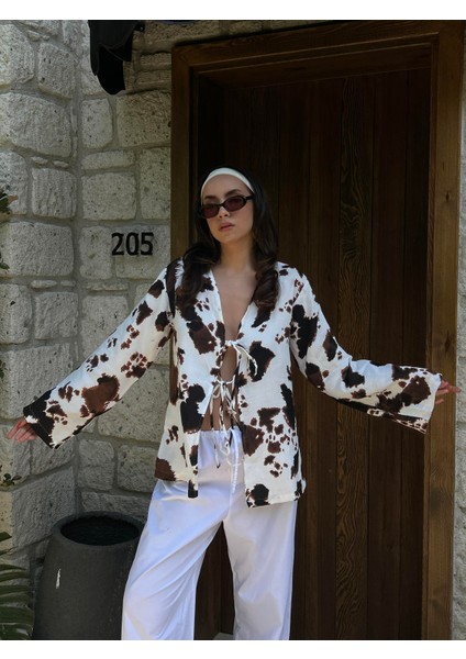 Kadın Siyah Inek Desen Müslin Kumaş Bluz 29244 fiyatları