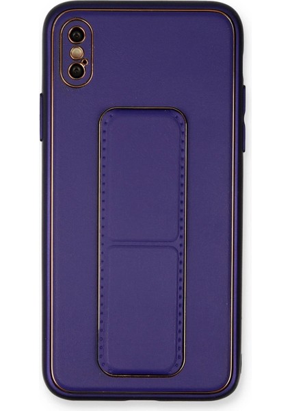 Newface Iphone x Kılıf Deri Standlı Kapak - Mor