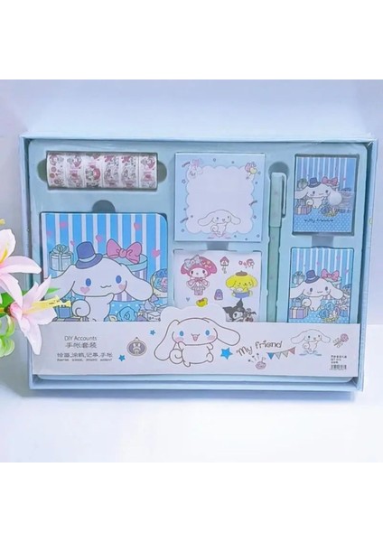 Sanrio Cinnamoroll Kawaii Anime Defter + Notluk + Sticker + Blok Not+ Kalem ve Fazlası Hediyelik Set fiyatları
