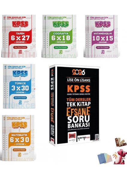 2026 Kpss Lise Ön Lisans Efsane Soru Bankası Tek Kitap ve Deneme