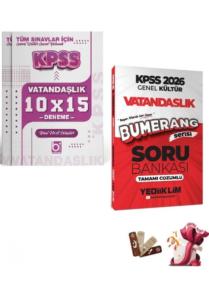 2026 Kpss Vatandaşlık Bumerang Çözümlü Soru Bankası ve Deneme Set