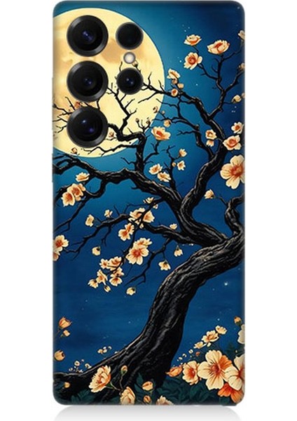 Samsung Galaxy S25 Ultra Uyumlu Ay Altında Kiraz Çiçeği Desenli Silikon Kılıf