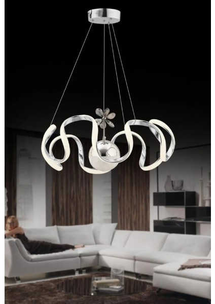 Istanbul Avize Beren Gümüş Ledli Kumandalı Modern 3 Renk LED Avize modelleri