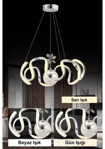 Istanbul Avize Beren Gümüş Ledli Kumandalı Modern 3 Renk LED Avize indirimleri