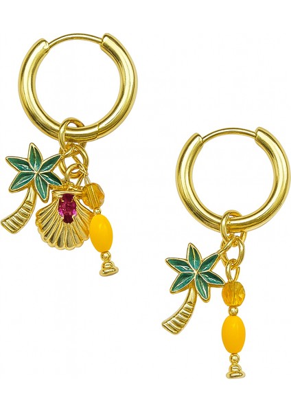 Çelik Palmiye Charm Küpe