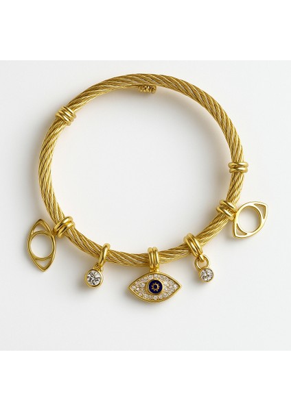 Çelik Nazar Göz Charm Bileklik
