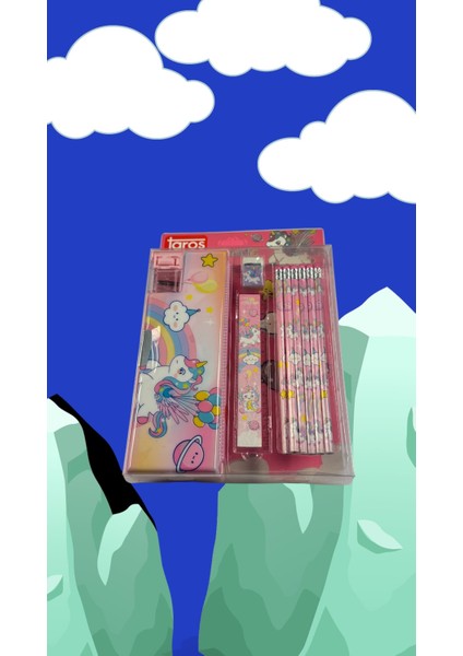 Unicorn Temalı Kırtasiye Seti - 7 Parça Okul Seti Kalem Kutulu Pembe Kız Çocuk Hediye fiyatları