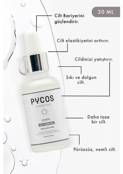 Pycos Cosmetıcs Cilt Yenilenmesine ve Tazelenmesine Yardımcı Yoğun Ginseng Bakım Serumu 30 ml fiyatları