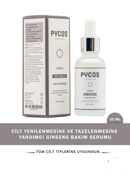 Pycos Cosmetıcs Cilt Yenilenmesine ve Tazelenmesine Yardımcı Yoğun Ginseng Bakım Serumu 30 ml fırsatları