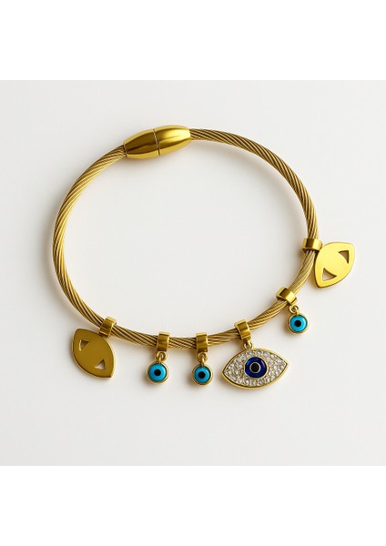 Çelik Nazar Göz Charm Bileklik