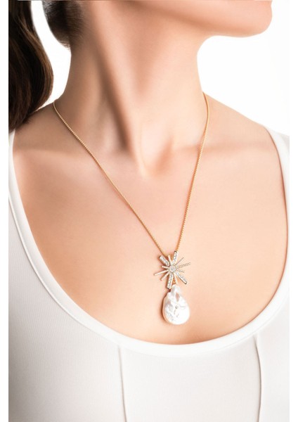 Inci Yıldızı 18 Ayar Sarı Altın Kaplama 55 cm Gümüş Kolye fırsatları