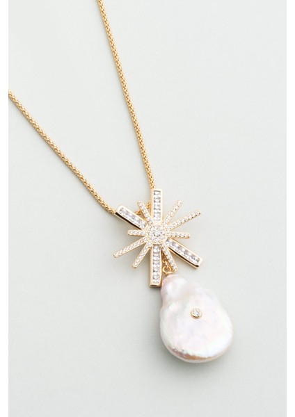 Inci Yıldızı 18 Ayar Sarı Altın Kaplama 55 cm Gümüş Kolye indirimleri