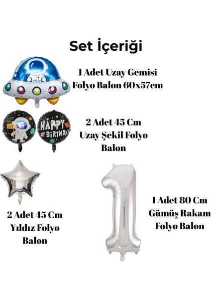 5 Yaş Uzay Temalı Doğum Günü Seti Uzay Folyo Şekiller Gümüş Folyo Rakam fiyatları