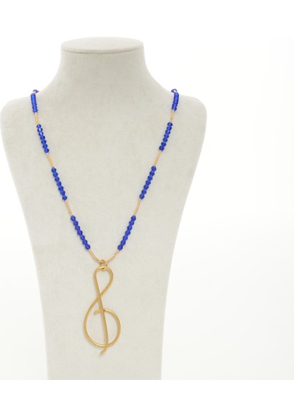 Sol Anahtarı Kolye – Kristal Boncuklu, Mat Altın Kaplama Uzun Tasarım modelleri