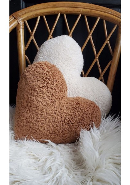 Teddy Kalp Yastık 2'li Kahve - Beyaz 35 x 25