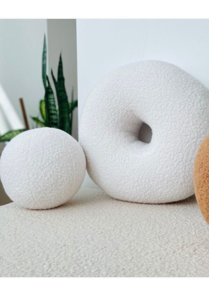Teddy Bohem Top ve Donut Yastık 2'li Beyaz