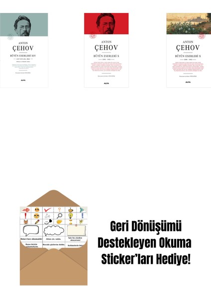 Anton Çehov Bütün Eserleri 14 (Ciltli) + Anton Çehov Bütün Eserleri 10 (Ciltli) + Anton Çehov Bütün Eserleri 10 + Okuma Sticker'ları