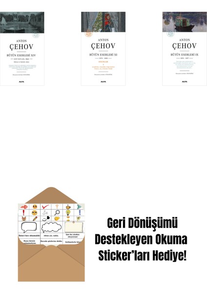 Anton Çehov Bütün Eserleri 14 + Anton Çehov Bütün Eserleri 11 + Anton Çehov Bütün Eserleri 9 + Okuma Sticker'ları