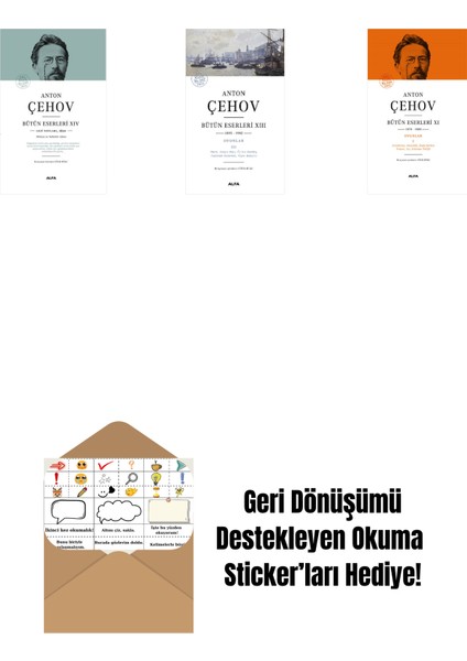 Anton Çehov Bütün Eserleri 14 (Ciltli) + Anton Çehov Bütün Eserleri 13 + Anton Çehov Bütün Eserleri 11 (Ciltli) + Okuma Sticker'ları
