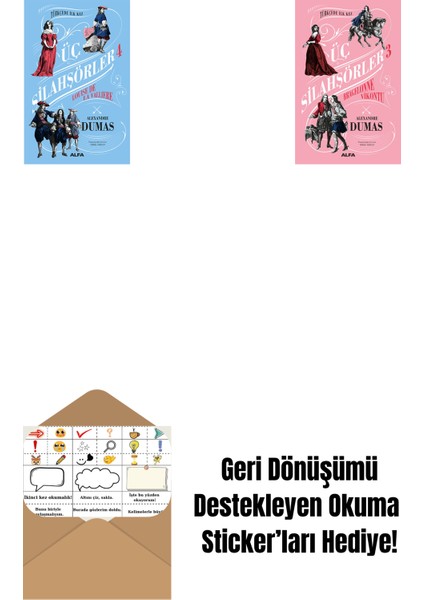 Üç Silahşörler 4 - Louise De La Valliere + Üç Silahşörler 3 - Bragelonne Vikontu (Ciltli) + Okuma Sticker'ları
