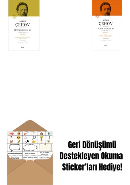 Anton Çehov Bütün Eserleri 12 (Ciltli) + Anton Çehov Bütün Eserleri 11 (Ciltli) + Okuma Sticker'ları