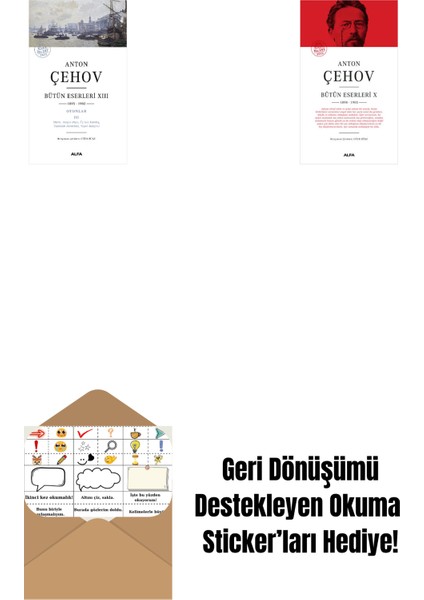 Anton Çehov Bütün Eserleri 13 + Anton Çehov Bütün Eserleri 10 (Ciltli) + Okuma Sticker'ları