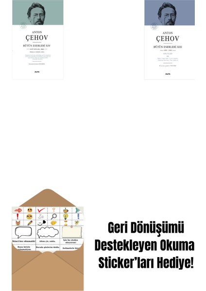 Anton Çehov Bütün Eserleri 14 (Ciltli) + Anton Çehov Bütün Eserleri 13 (Ciltli) + Okuma Sticker'ları