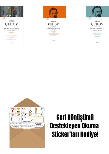 Anton Çehov Bütün Eserleri 11 + Anton Çehov Bütün Eserleri 11 (Ciltli) + Anton Çehov Bütün Eserleri 9 (Ciltli) + Okuma Sticker'ları