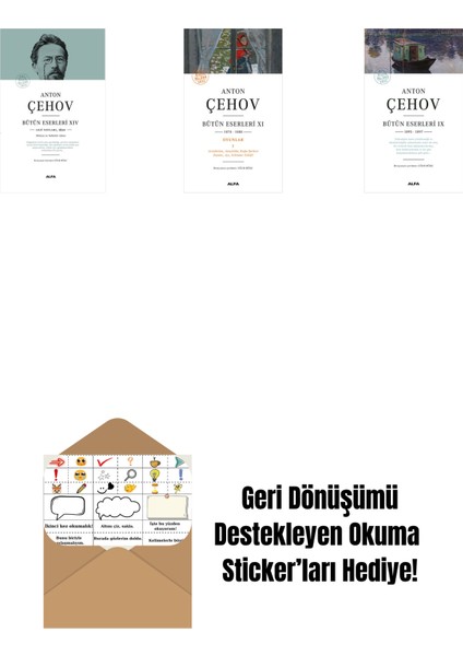 Anton Çehov Bütün Eserleri 14 (Ciltli) + Anton Çehov Bütün Eserleri 11 + Anton Çehov Bütün Eserleri 9 + Okuma Sticker'ları