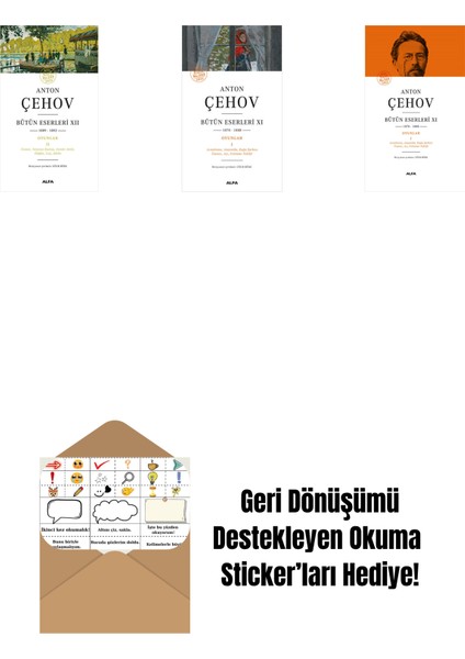 Anton Çehov Bütün Eserleri 12 + Anton Çehov Bütün Eserleri 11 + Anton Çehov Bütün Eserleri 11 (Ciltli) + Okuma Sticker'ları