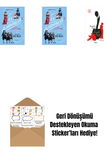 Üç Silahşörler 4 - Louise De La Valliere (Ciltli) + Üç Silahşörler 4 - Louise De La Valliere + Siyah Lale + Okuma Sticker'ları
