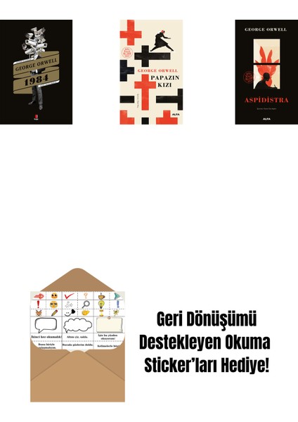 1984 + Papazın Kızı ( Ciltli ) + Aspidistra + Okuma Sticker'ları