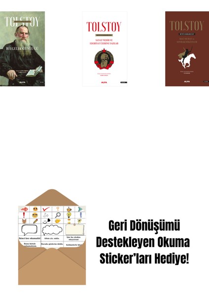 Tolstoy Bütün Eserleri 16 + Tolstoy Bütün Eserleri 15 + Tolstoy Bütün Eserleri 14 (Ciltli) + Okuma Sticker'ları