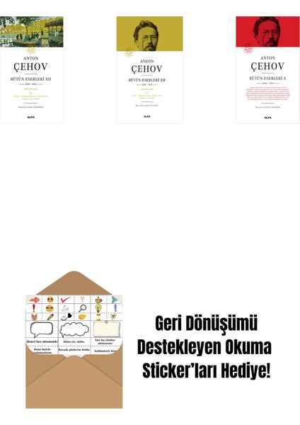 Anton Çehov Bütün Eserleri 12 + Anton Çehov Bütün Eserleri 12 (Ciltli) + Anton Çehov Bütün Eserleri 10 (Ciltli) + Okuma Sticker'ları