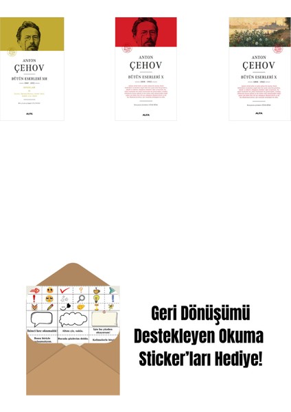 Anton Çehov Bütün Eserleri 12 (Ciltli) + Anton Çehov Bütün Eserleri 10 (Ciltli) + Anton Çehov Bütün Eserleri 10 + Okuma Sticker'ları