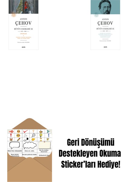Anton Çehov Bütün Eserleri 11 + Anton Çehov Bütün Eserleri 9 (Ciltli) + Okuma Sticker'ları