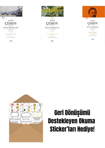 Anton Çehov Bütün Eserleri 13 + Anton Çehov Bütün Eserleri 12 + Anton Çehov Bütün Eserleri 11 (Ciltli) + Okuma Sticker'ları