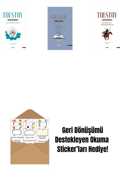 Tolstoy Bütün Eserleri 18 + Tolstoy Bütün Eserleri 17 (Ciltli) + Tolstoy Bütün Eserleri 14 + Okuma Sticker'ları