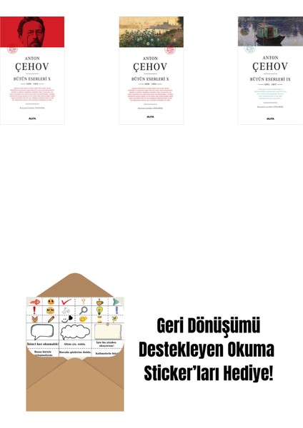 Anton Çehov Bütün Eserleri 10 (Ciltli) + Anton Çehov Bütün Eserleri 10 + Anton Çehov Bütün Eserleri 9 + Okuma Sticker'ları