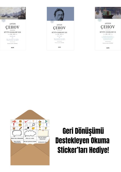 Anton Çehov Bütün Eserleri 13 + Anton Çehov Bütün Eserleri 13 (Ciltli) + Anton Çehov Bütün Eserleri 9 + Okuma Sticker'ları