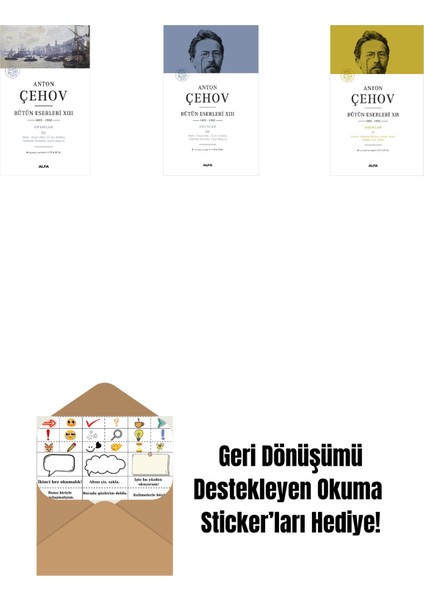 Anton Çehov Bütün Eserleri 13 + Anton Çehov Bütün Eserleri 13 (Ciltli) + Anton Çehov Bütün Eserleri 12 (Ciltli) + Okuma Sticker'ları